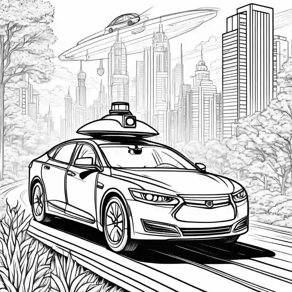 Self-Driving Cars coloring pages